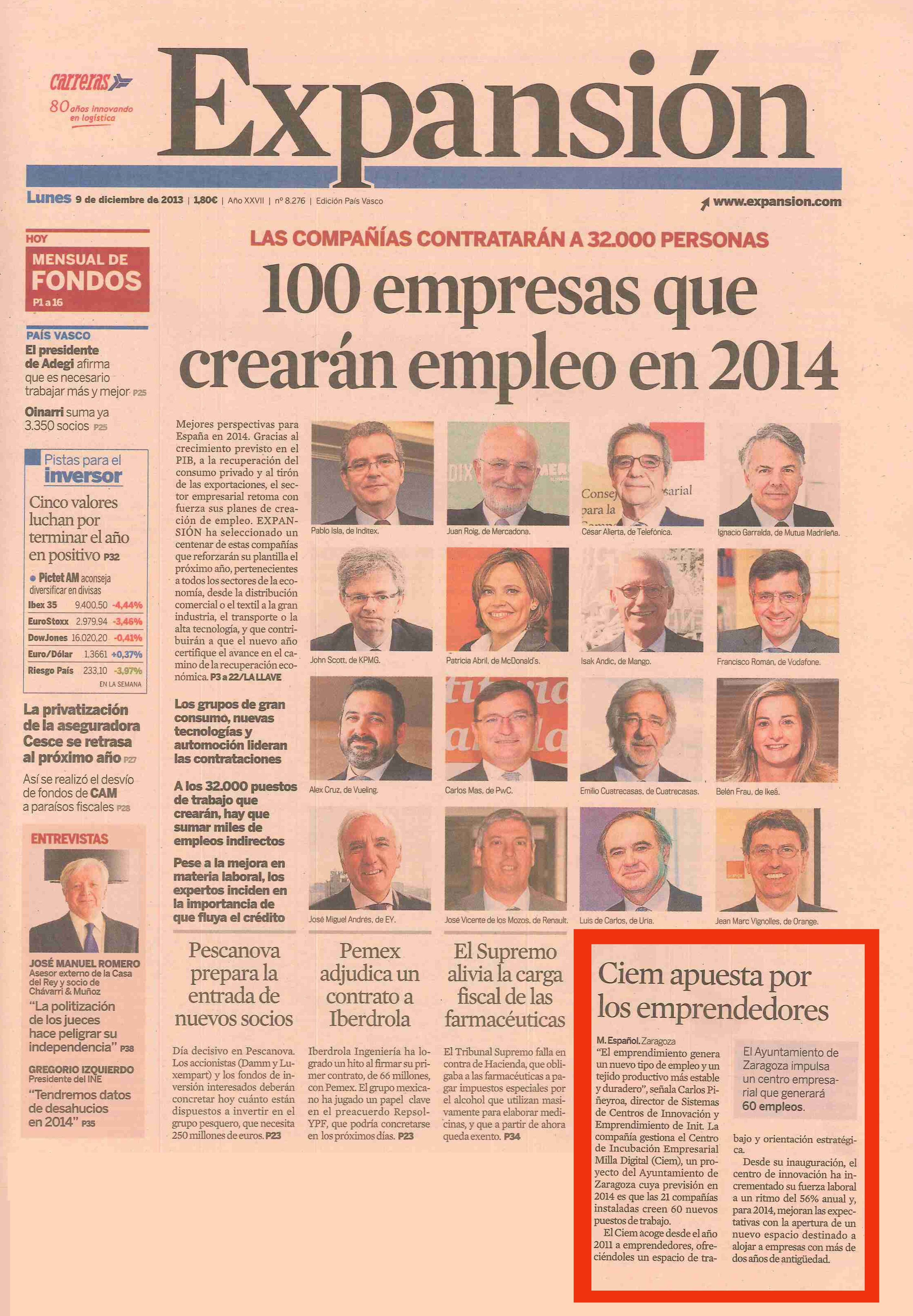 Expansión init, entre las 100 empresas que generan empleo en 2014 